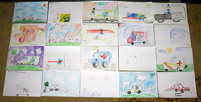 Gyerekrajzok a Gyermekmentőről