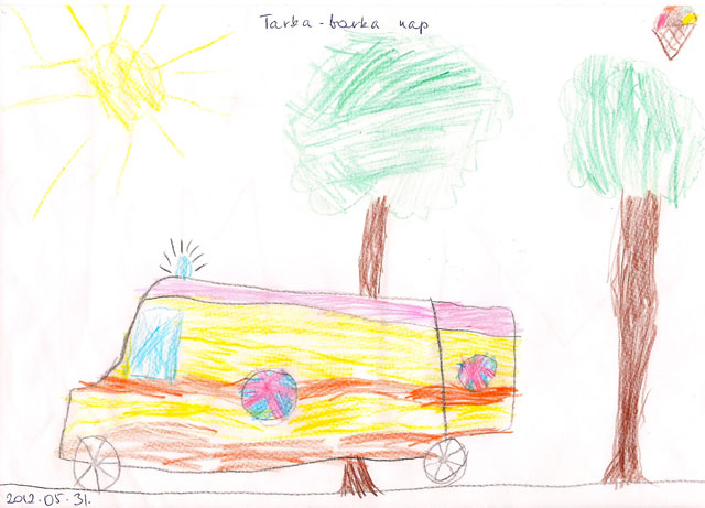 Az egyik ovis rajza a Gyermekrohamkocsiról